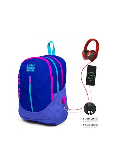 Coral High Sırt Çanta USB+AUX Soketli 23449