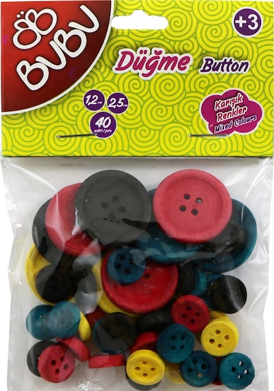 Bu-Bu Renkli Düğme 1.2Cm 2.5Cm 40'Lı Hs0007
