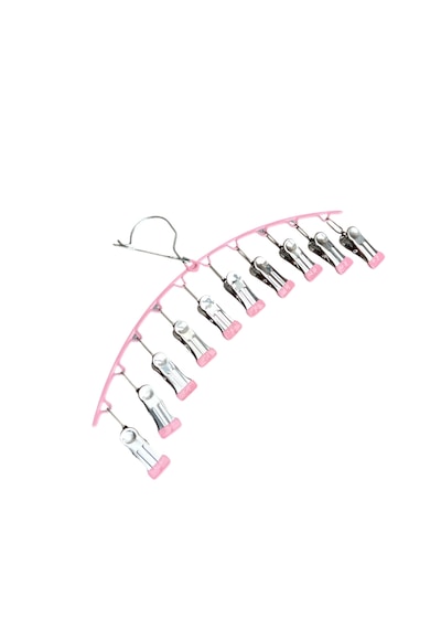 Çoklu Şal Askısı, Metal Mandallı Şal Askısı, 10 Mandallı Askı Pembe