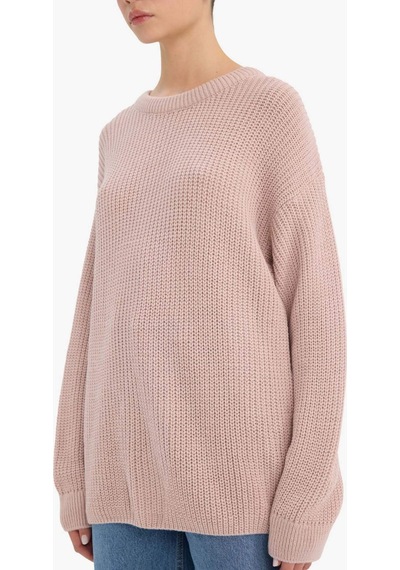 Defacto Regular Fit Bisiklet Yaka Selanik Kumaş Triko Kazak H6905az25wnpn402 Pembe-pn402