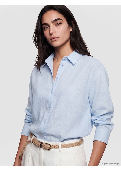Lcw Vision Mavi Oversize %100 Pamuklu Kadın Gömlek