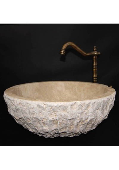 Bej Mermer Dışı Doğal Patlatma Lavabo