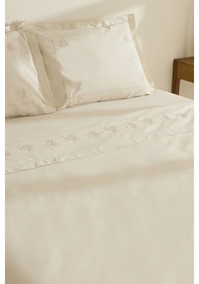 Karaca Home Rayas %100 Pamuk Nakışlı Çift Kişilik Nevresim Takımı Bej Bej