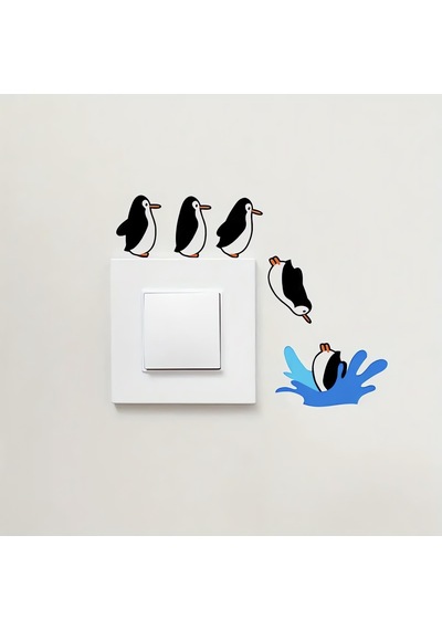 Cajuart 5 Parça Suya Dalan Penguenler Ahşap Priz Anahtar Sticker Modern Dekor Süs