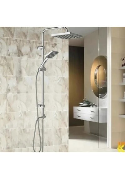 Irmak Premium Robot Yağmurlama Tepe Duş Sistemi Modern Banyo Batarya Seti Gümüş