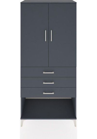 Hyperion Dolap Tek Raflı 3 Çekmeceli Tek Askılı 88x44x195 Antrasit-antrasit Antrasit