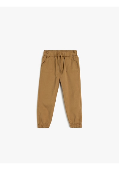 Koton Jogger Pantolon Beli Bağlamalı Cepli Deve Tüyü 5smb40033tw Taba