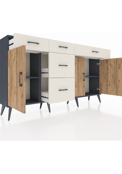 Arges Konsol 2 Raflı 5 Çekmeceli 3 Kapaklı 176x30x99 Antrasit-çam/aytaşı Atlas Çam/aytası - Antrasıt Arges Konsol 2 Raflı 5 Çekmeceli 3 Kapaklı 176x30x99 Antrasit-çam/aytaşı Atlas Çam/aytası - Antrasıt