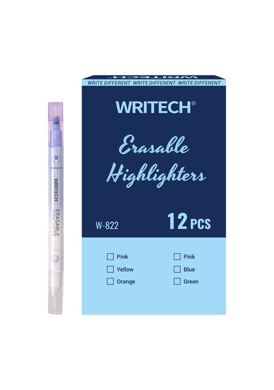Wrıtech W-822 Silinebilir Fosforlu Kalem Pastel Lila - 12'li Kutu Beyaz - Gümüş