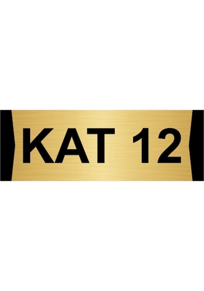 Kat 12 10x20cm Altın Renk Metal Yönlendirme Levhası