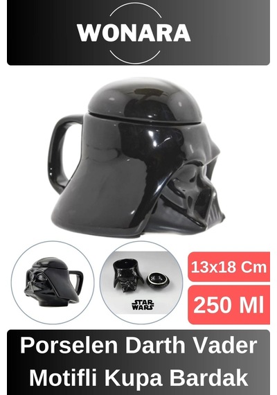 Özel Tasarım Sevgili Arkadaş Şık Ve Dekoratif Hediyelik Porselen Darth Vader Motifli Kupa Bardak Diğer