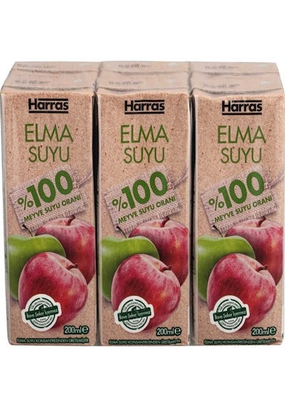 Elma Suyu %100 Meyve Suyu Oranı Şeker Ilavesiz 36 Adet X 200 Ml