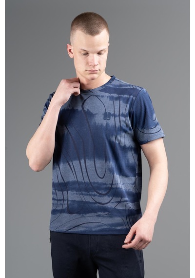 Maraton Regular Erkek Bisiklet Yaka Lacivertmelanj T-shirt Lacivert