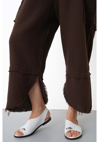 The Voler %100 Pamuk Müslin Şalvar Pantolon Kadın Yüksek Bel Oversize Rahat Kesim Cepli Siyah Yazlık Pantolon Kahverengi The Voler %100 Pamuk Müslin Şalvar Pantolon Kadın Yüksek Bel Oversize Rahat Kesim Cepli Siyah Yazlık Pantolon Kahverengi