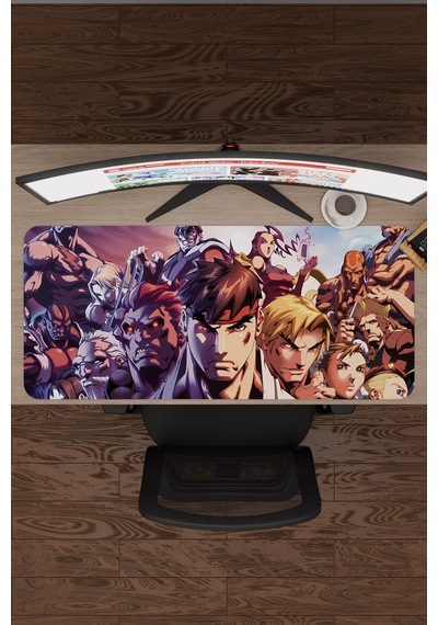 Street Fighter Kaymaz Dikişli Kauçuk Oyuncu Mousepad V2 - 90x40 Xxl Gaming Mouse Pad Fare Altlığı