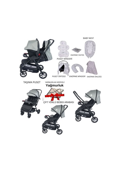 Öykü Bebek Dunyasi 11 Parça Bebek Çeyiz Seti Bebek Arabası-puset-puset Örtüsü-babynest-puset Minderi-yağmurluk