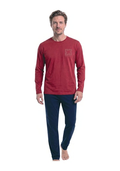 Pierre Cardin 6156 Erkek Uzun Kollu Bisiklet Yaka Pijama Takımı -bordo