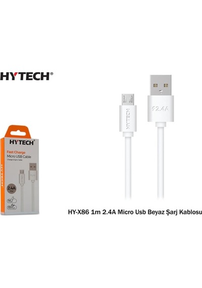 Hytech Hy-X86 1M 2.4A Micro Usb Beyaz Şarj Kablosu