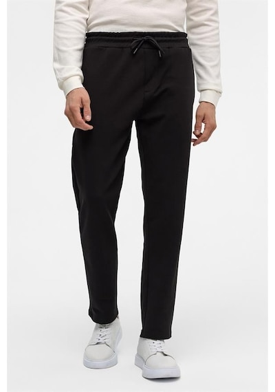 Süvari Siyah Regular Düz Jogger Pantolon Siyah