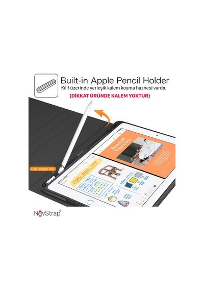NovStrap Apple Uyumlu iPad  Pro 12.9 2020 2021 2022 4/5/6 Nesil Bluetooth Klavyeli Tablet Kılıfı