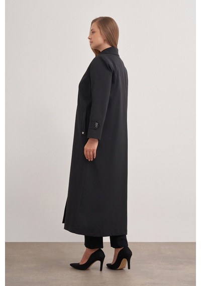 Aker 24aw07647112 Büyük Beden Trençkot 24aw07647112 002 Siyah Siyah