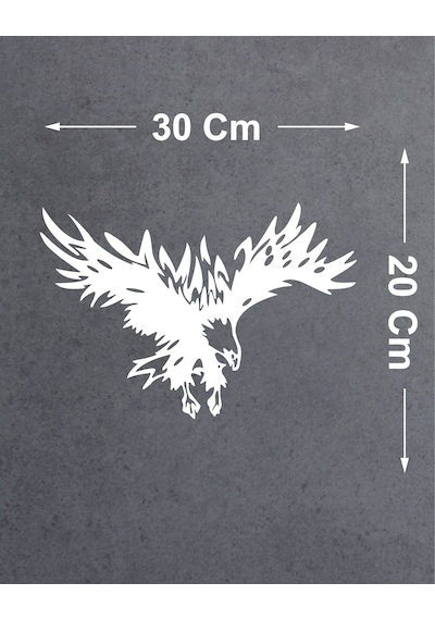 Sticker Dizayn Kartal Sticker - Eagle Beşiktaş Kanatlı Uçan Kartal Sticker - Araba Oto Motosiklet Karavan Cam Sticker - 00321 30x20 Cm