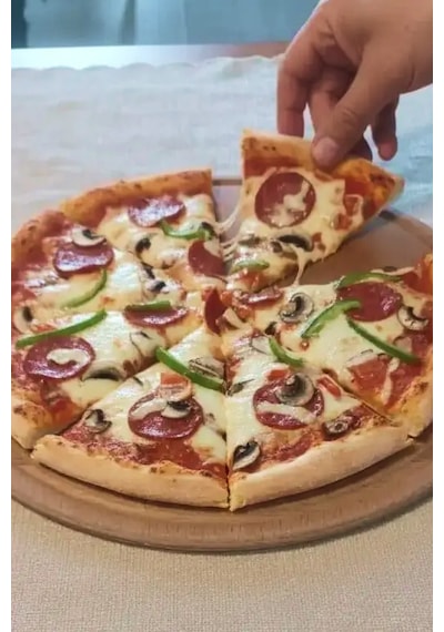 Pizza Sunum Ve Kesme Tahtası Ahşap Servis Tepsi Sunumluk, Pratik Ve Şık Tasarım Kayin Ağacı