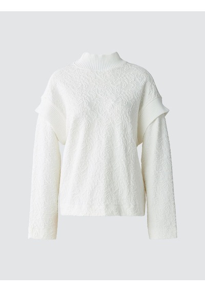 Jimmy Key Jimmy Key Ekru Dik Yaka Uzun Kollu Desenli Örme Sweatshirt 5ww236029114