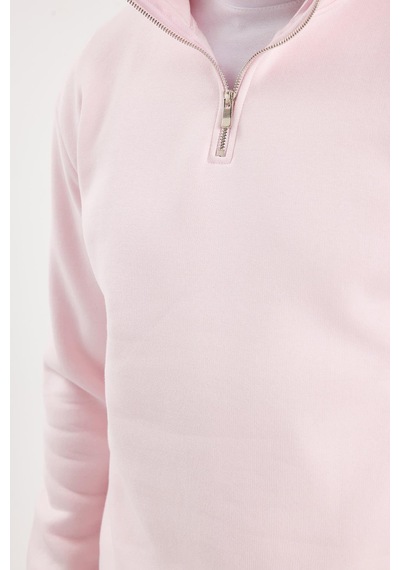 Tudors Unisex Relax Fit Rahat Kesim Pamuklu İçi Polarlı Yarım Fermuarlı Pembe Dik Yaka Sweatshirt-35170 Pembe Tudors Unisex Relax Fit Rahat Kesim Pamuklu İçi Polarlı Yarım Fermuarlı Pembe Dik Yaka Sweatshirt-35170 Pembe