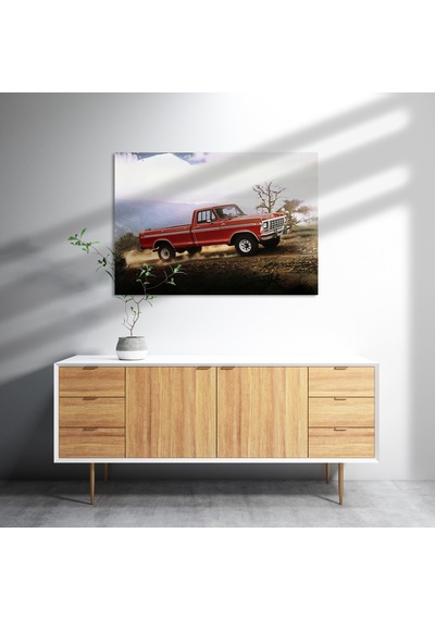 Cakasepetim Arazide Kırmızı Chevrolet Kamyonet Ahşap Mdf Tablo