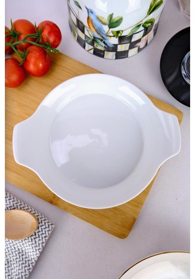 Digithome Porselen Kahvaltılık Sahan Isıya Dayanıklı Servis Sunum Tabağı Oval 18 Cm - 63393 C320.045