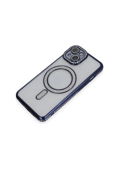 Newface Apple Uyumlu iPhone 13 Kılıf Joke Simli Magneticsafe Kılıf Glblseme - 81 - Lacivert