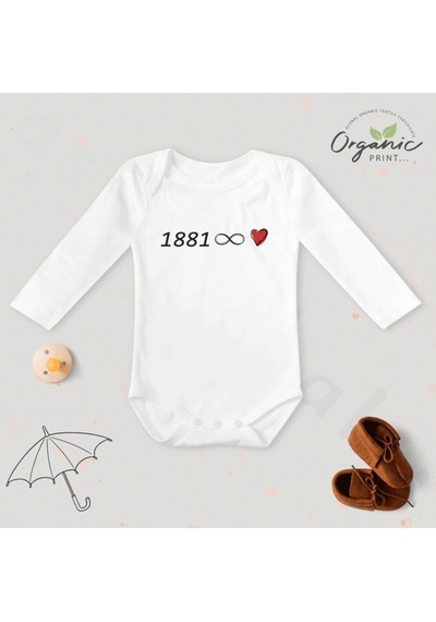 İmaj Tuğbababy 10 Kasım Temalı Organik Bebek Body Kırmızı Kalpli Beyaz