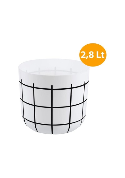 Omnipazar Krs-212 Dekoratif Karo Desenli Saksı 2.8 Litre No 2 Beyaz