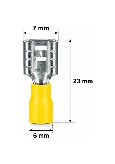 Sh Powermaster Pm-39077 4-6mm2 Kesit 23x7x6mm Soket Sarı İzoleli Kablo Pabucu 100'lü Paket Najmaddin