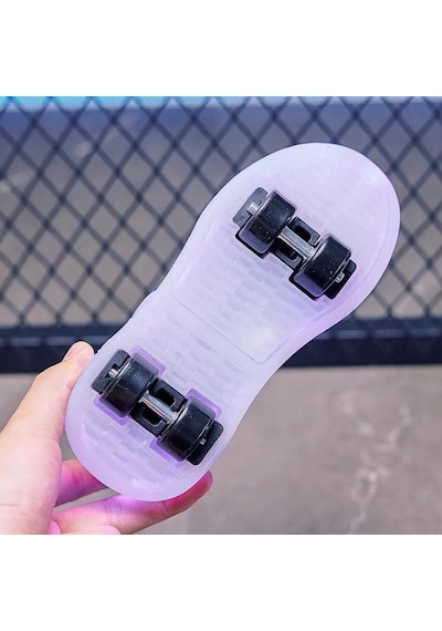 Erkek Çocuk Spor Ayakkabı Şarj Edilebilir Farklı Modlarda Led Işıklı Kapanabilir Tekerlekli Kırmızı