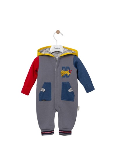 Babyhola Erkek Bebek Çocuk Tulum Şardonlu Kalın Kapşonlu Ve Cepli 12644 Füme