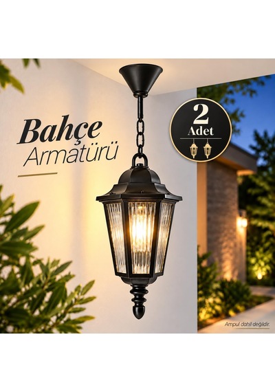 2 Adet Bahçe Aydınlatma Lambası Siyah Aplik E27 Duylu Dış Bahçe Lambası Dekoratif Lale Armatürü