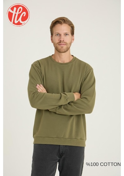 Kly Unisex Relax Fit Rahat Kesim %100 Pamuklu Yumuşak Dokulu Şardonsuz Bisiklet Yaka Sweatshirt Yeşil Kly Unisex Relax Fit Rahat Kesim %100 Pamuklu Yumuşak Dokulu Şardonsuz Bisiklet Yaka Sweatshirt Yeşil
