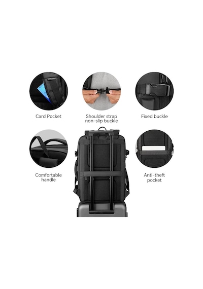Mark Ryden Expandos Laptop Sırt Çantası Genişletilebilir İç Hacim Şarj Kiti Mr9299 Kr00 Siyah