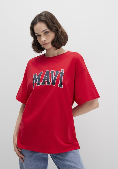 Mavi - Mavi Logo Baskılı Kırmızı Tişört 1600843-82054 One Sıze Çok Renkli