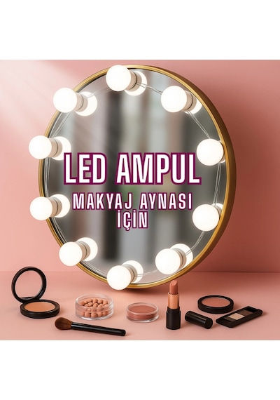 10 Lu Makyaj Masası Banyo Aynası Giyim Odası Aydınlatma Hollywood Tarzı Nostaljik Led Lamba 3 Mod Çok Renkli