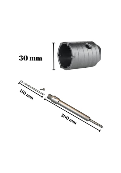 Tomax Sds Plus Elmaslı Beton Delme Ucu 30 Mm Panç + 200 Mm Adaptör