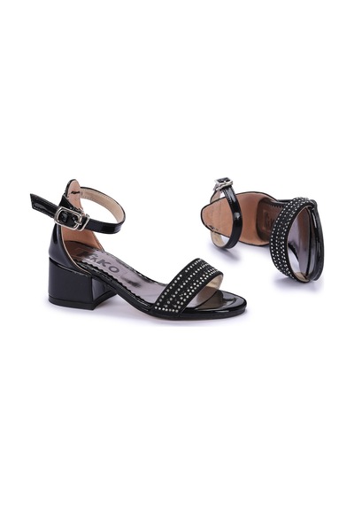 Kiko Kids Kiko 761 Rugan Günlük Kız Çocuk 4 CM Topuk Sandalet Ayakkabı Siyah