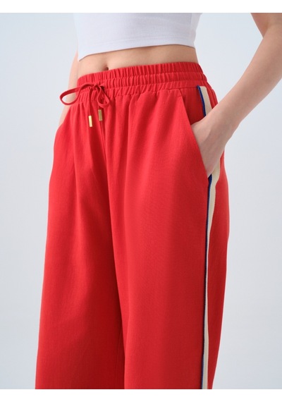 Straight Fit Kadın Pantolon Kırmızı