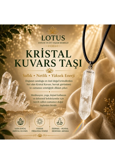 Saf Enerji Kolyesi Kristal Kuvars Doğal Taş Kolye