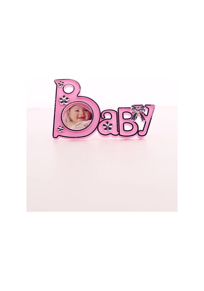 Baby Yazılı Sevimli Mini Resim Çerçevesi Pembe 2 Adet Pembe