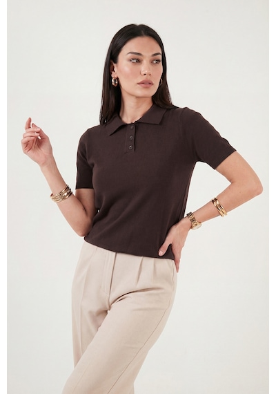 Lela Bayan Polo Yaka Kazak 4617056 Kahve
