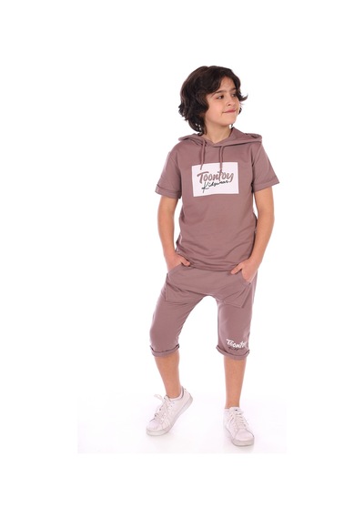 Toontoy Erkek Çocuk Toontoy Kids Wear Baskılı Bermudatakım Koyu Kahverengi