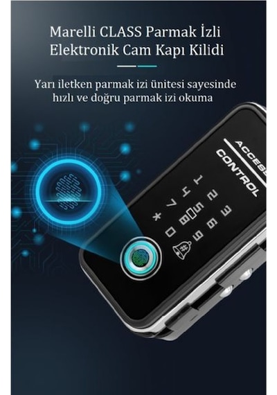Marelli Class Parmak İzli Şifreli Ve Kartlı Elektronik Cam Kapı Kilidi